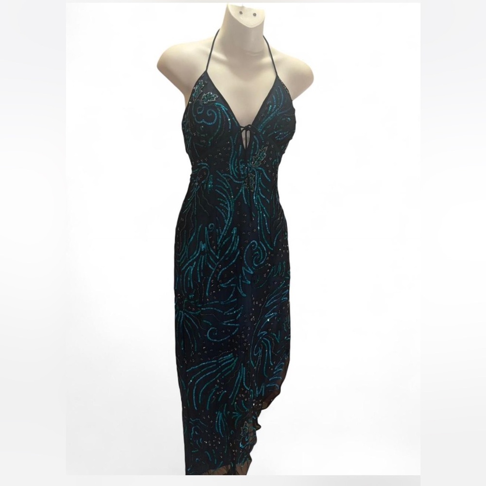 Sean Collection Black and Teal Backless Dress